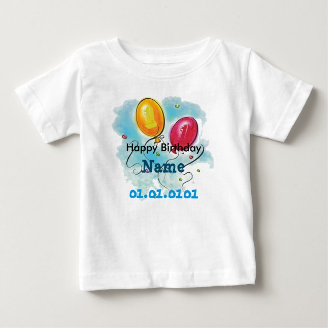 Camiseta Para Bebê A primeira camiseta de aniversário do bebê persona (Frente)