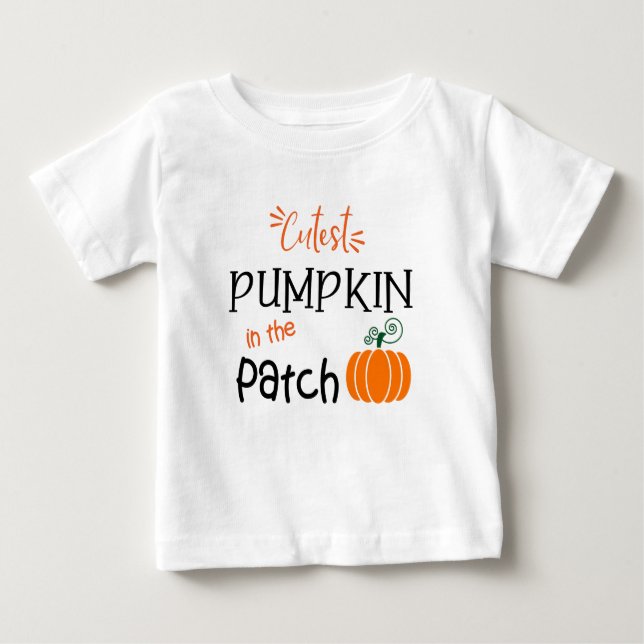 Camiseta Para Bebê A Pumpkin Mais Bonita na Queda do Patch (Frente)
