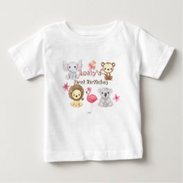 Camiseta Para Bebê A Selva Tropical Safari Primeiro Aniversário