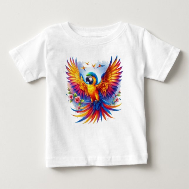 Camiseta Para Bebê A Sinfonia do papagaio vibrante (Frente)