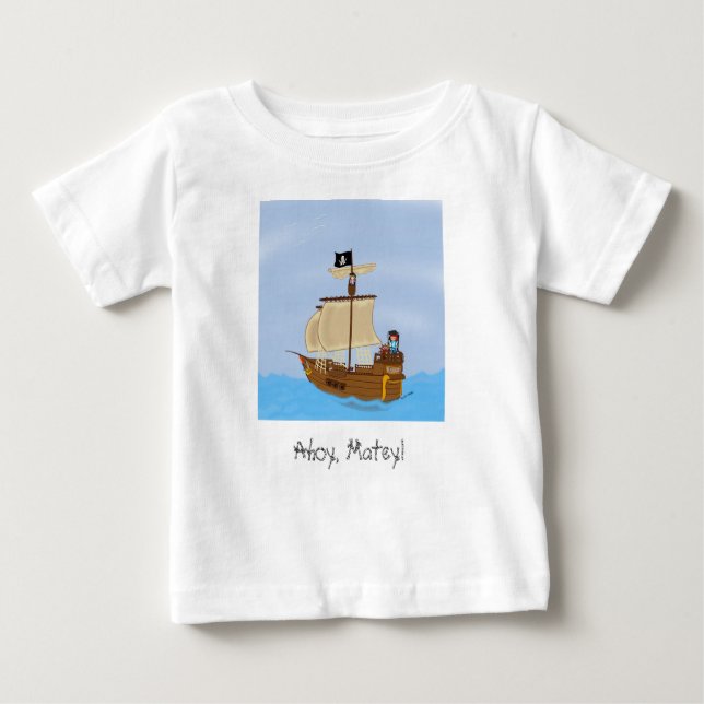 Camiseta Para Bebê A t-shirt do navio WIth Pirates (Frente)