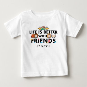 Camiseta Para Bebê A Vida é Melhor com AMIGOS™ Arte Chibi
