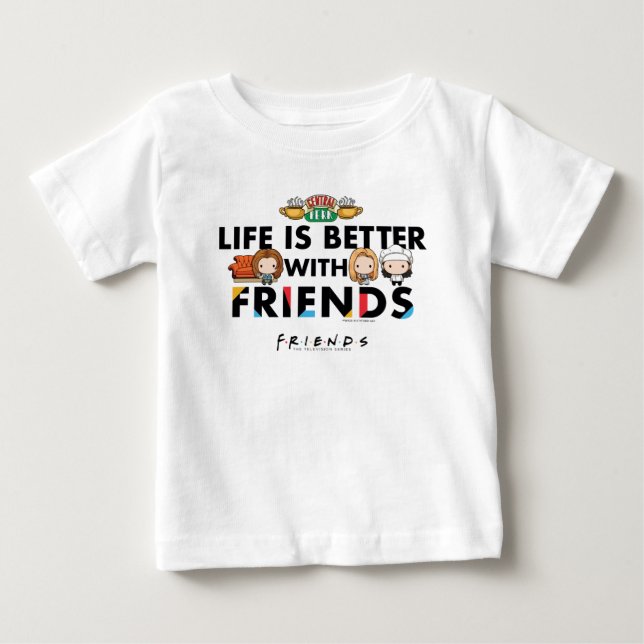 Camiseta Para Bebê A Vida é Melhor com AMIGOS™ Arte Chibi (Frente)