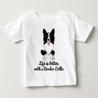Camiseta Para Bebê A vida é melhor com border collie