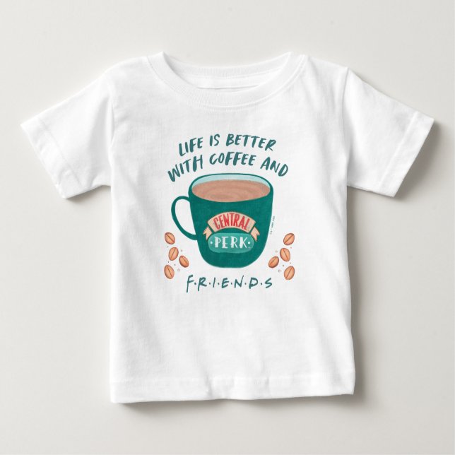 Camiseta Para Bebê A vida é melhor com café e amigos™ (Frente)