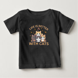 Camiseta Para Bebê A Vida É Melhor Com Gatos Camiseta De Bebê Gatinho