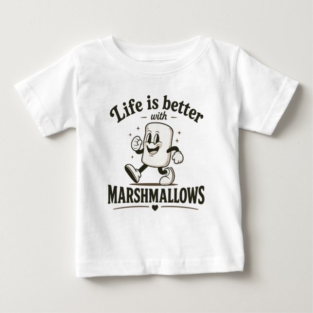 Camiseta Para Bebê A vida é melhor com marshmallows (Frente)