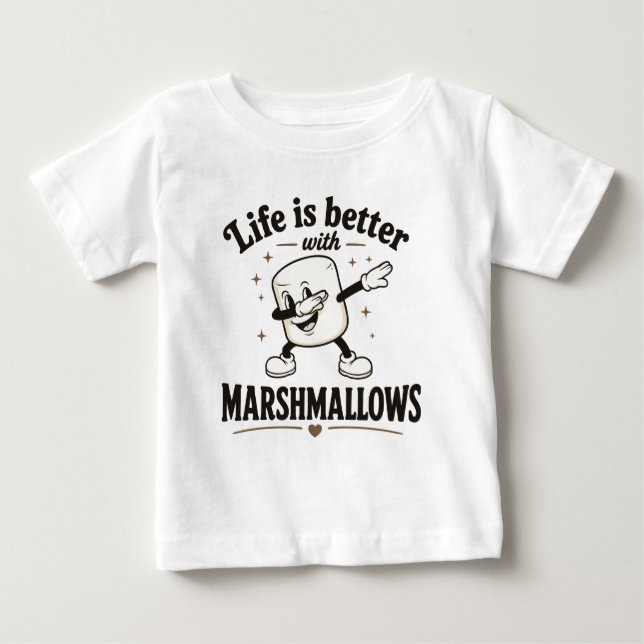 Camiseta Para Bebê A vida é melhor com marshmallows (Frente)