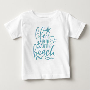 Camiseta Para Bebê A Vida É Melhor No Âncora Das Ondas De Praia