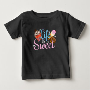 Camiseta Para Bebê A Vida Gastronômica é Doce Citação de Confeitaria