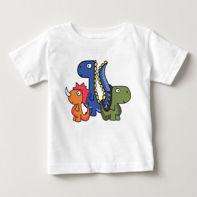 Camiseta Para Bebê A whimsical dinosaur friend, cute and adorable. (Frente)