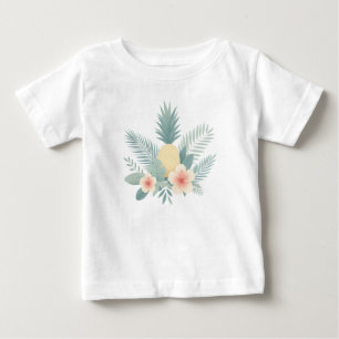 Camiseta Para Bebê Abacaxi floral e havaiano