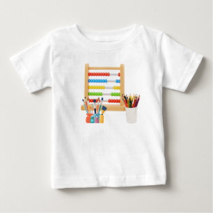 Camiseta Para Bebê Abacus Colorido com Lápis e Pincéis de Tinta - Cri