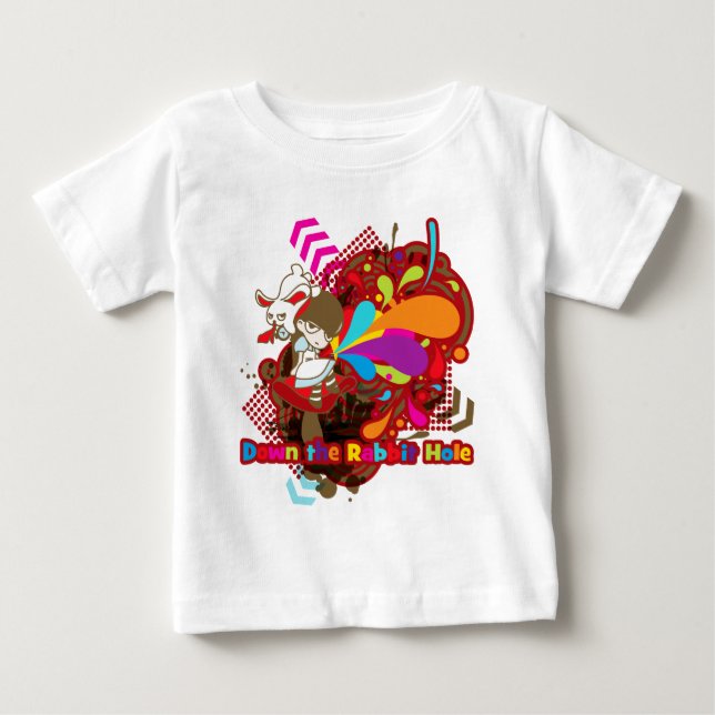Camiseta Para Bebê Abaixo o Buraco do Coelho (Frente)