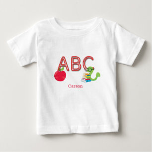Camiseta Para Bebê Abate de Letras ABC Personalizado