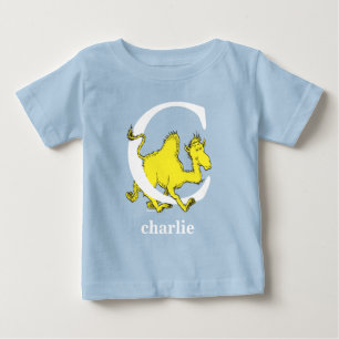 Camiseta Para Bebê ABC do Dr. Seuss: Letra C - Branco Adicione seu