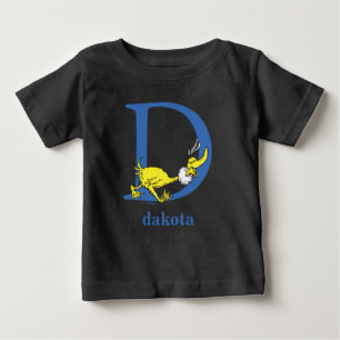 Camiseta Para Bebê ABC do Dr. Seuss: Letra D - Azul Adicione seu No