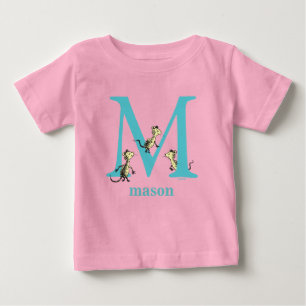 Camiseta Para Bebê ABC do Dr. Seuss: Letra M - Azul-verde Adicione