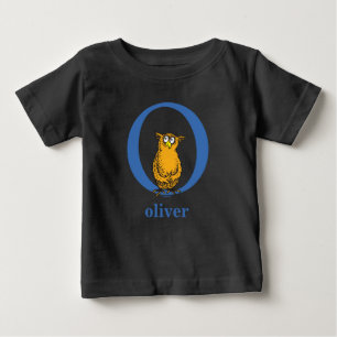 Camiseta Para Bebê ABC do Dr. Seuss: Letra O - Azul Adicione seu No