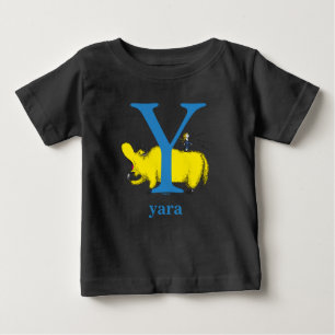 Camiseta Para Bebê ABC do Dr. Seuss: Letra Y - Azul Adicione seu no