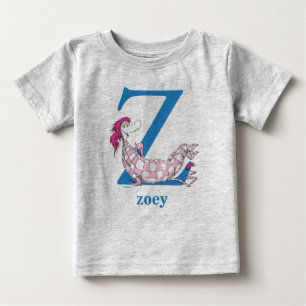 Camiseta Para Bebê ABC do Dr. Seuss: Letra Z - Azul Adicione seu No