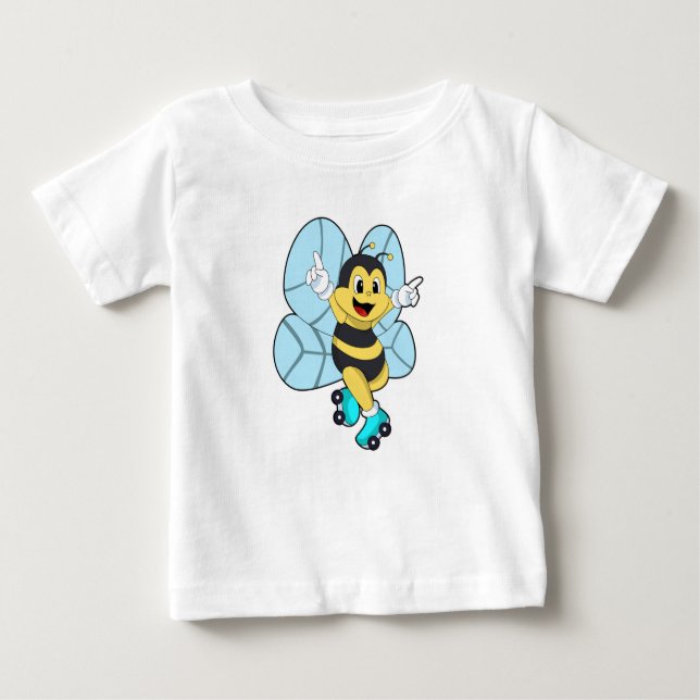Camiseta Para Bebê Abelha com skates de cilindro (Frente)
