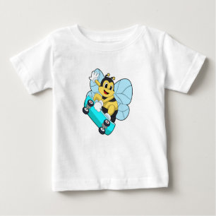 Camiseta Para Bebê Abelha como Patinadora com skate