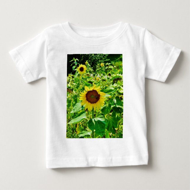 Camiseta Para Bebê Abelha de girassol amarelo (Frente)
