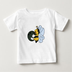Camiseta Para Bebê Abelha na Boliche com Bola de boliche