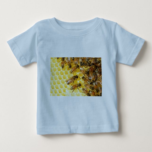 Camiseta Para Bebê Abelhas Colmeia Mel Comb Sabor Amarelo (Frente)