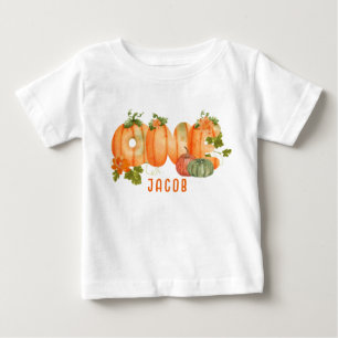 Camiseta Para Bebê Abóbora Aquarela Fofa Aniversário de 1 Ano Abóbora