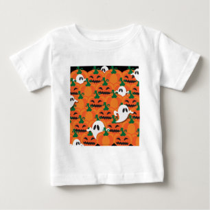 Camiseta Para Bebê Abóbora Assombrada do Halloween Fantasmas
