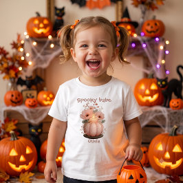 Camiseta Para Bebê Abóbora Bebê Assustadora para Meninas