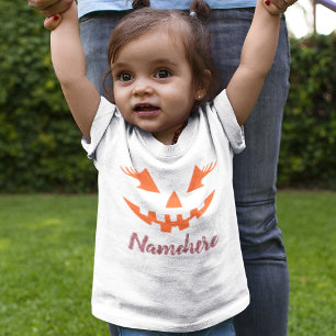 Camiseta Para Bebê Abóbora de Halloween Personalizada Feminina Jack O