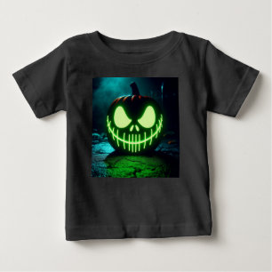 Camiseta Para Bebê Abóbora de Halloween verde-assustadora