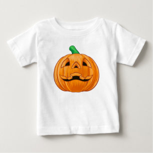 Camiseta Para Bebê Abóbora Laranja Esculpida Abóbora Detalhada