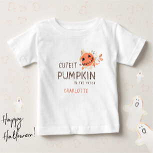 Camiseta Para Bebê Abóbora Mais Fofa Do Remendo De Outono