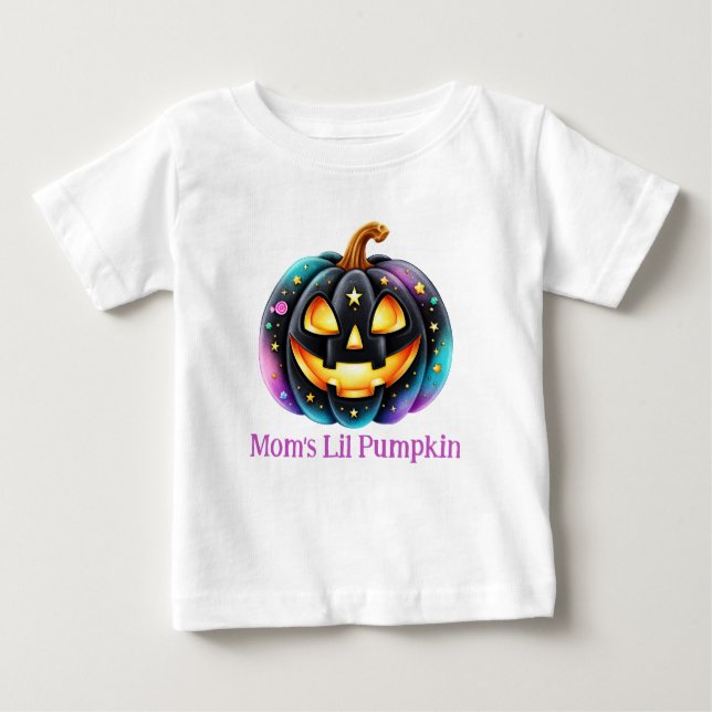 Camiseta Para Bebê Abóbora preta personalizável do Jack o'Lantern  (Frente)
