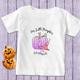 Camiseta Para Bebê Abóbora Rosa e Pêssego