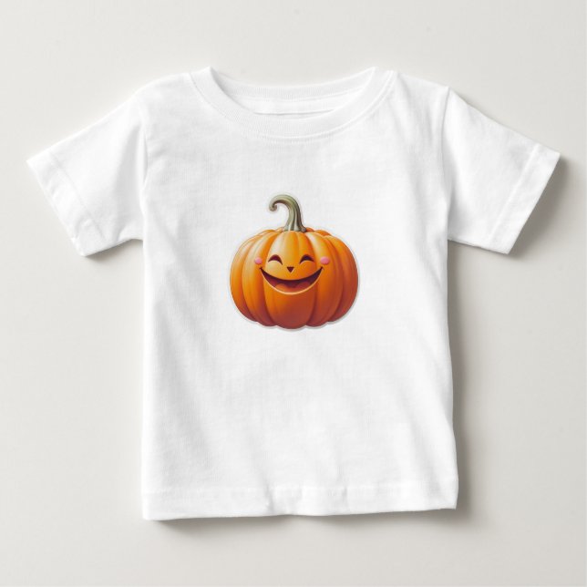 Camiseta Para Bebê Abóbora Sorridente - Caráter de queda divertida (Frente)