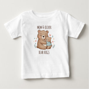 Camiseta Para Bebê Abraço de Mãe e Filhote de Urso