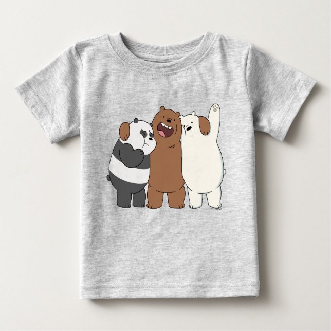 Camiseta Para Bebê Abraço do Grupo Bare Bears (Frente)