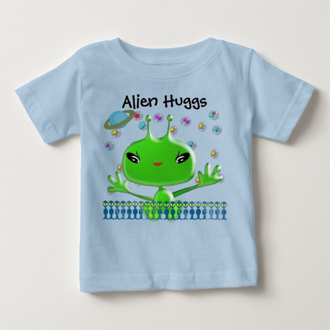 Camiseta Para Bebê Abraços de Alienígena para bebês ultra-cômodos (Frente)