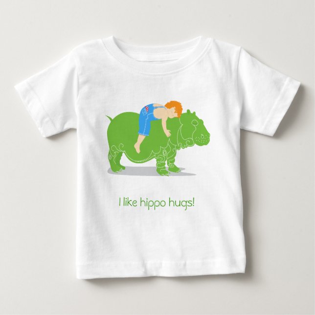 Camiseta Para Bebê Abraços de Hippo (Frente)