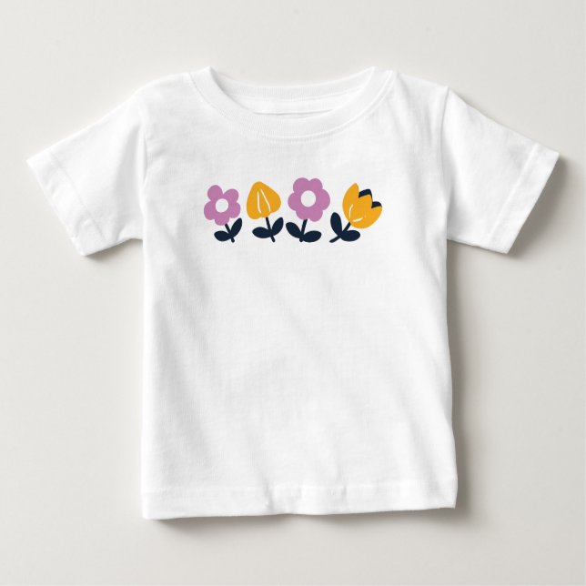 Camiseta Para Bebê Abraços e Narizes Molhados de abril - Parte Floral (Frente)