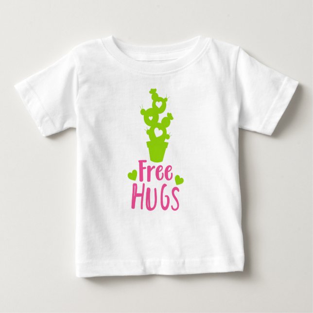 Camiseta Para Bebê Abraços Gratuitos, Cactus, Cactos, Succulent, Plan (Frente)