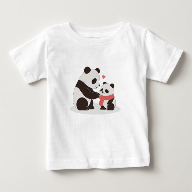 Camiseta Para Bebê Abraços Quentes, Panda Amor (Frente)