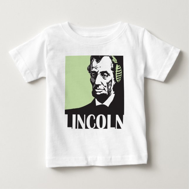 Camiseta Para Bebê Abraham Lincoln que escuta a música (Frente)
