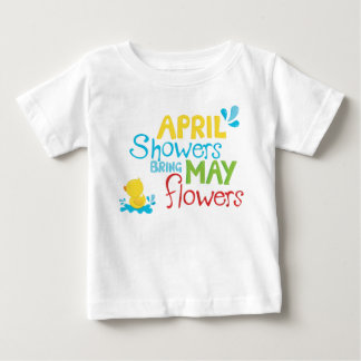 Camiseta Para Bebê Abril Chá Traga Flores de Maio