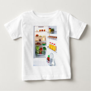 Camiseta Para Bebê Abrir o frigorífico cheio de comida